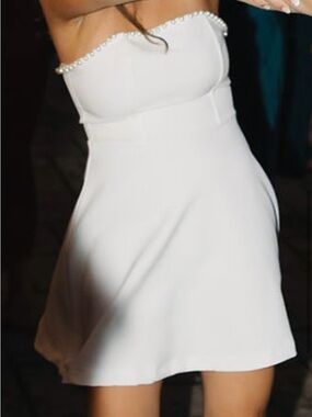 White altered state dress with pearls